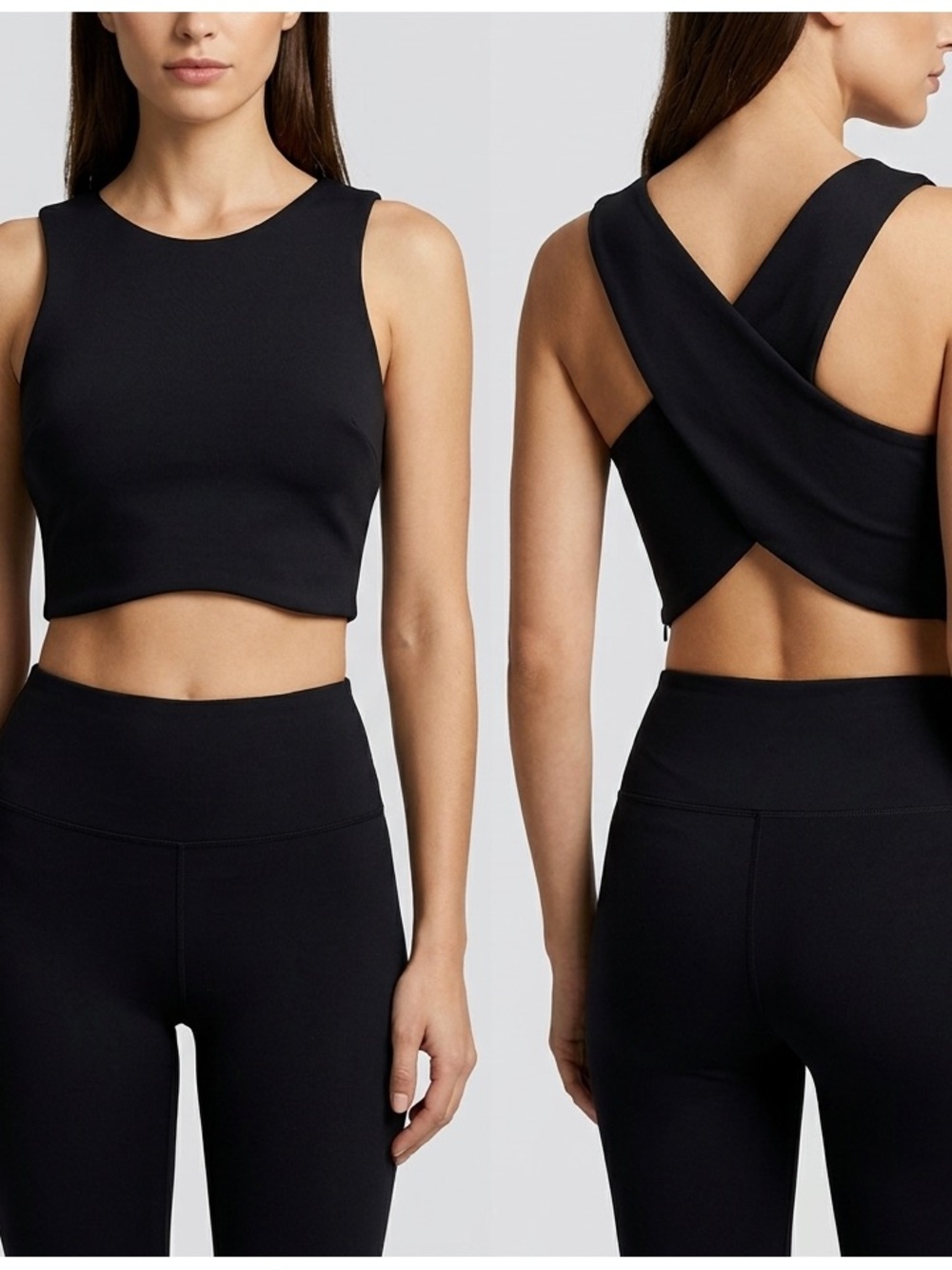 Lush Black Crisscross Back Crop Tank